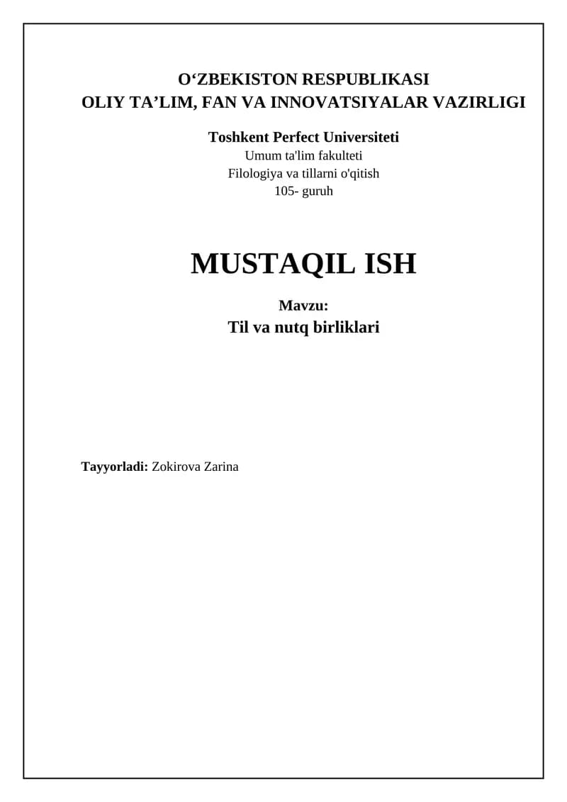 Til va nutq birliklari