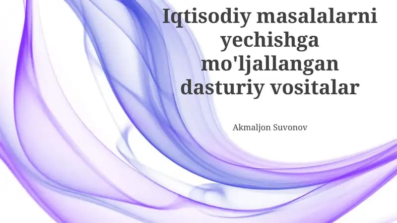 Iqtisodiy muammolarni yechishga moid software vositalari
