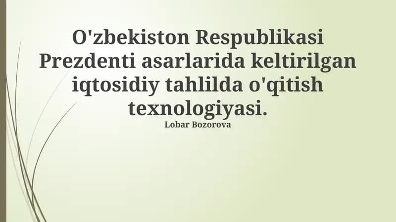Zamonaviy Texnologiyalar asosida Iqtisodiy Ta'lim