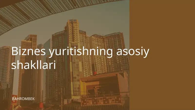 Biznes yuritishning asosiy shakllari afzalliklari va kamchiliklari