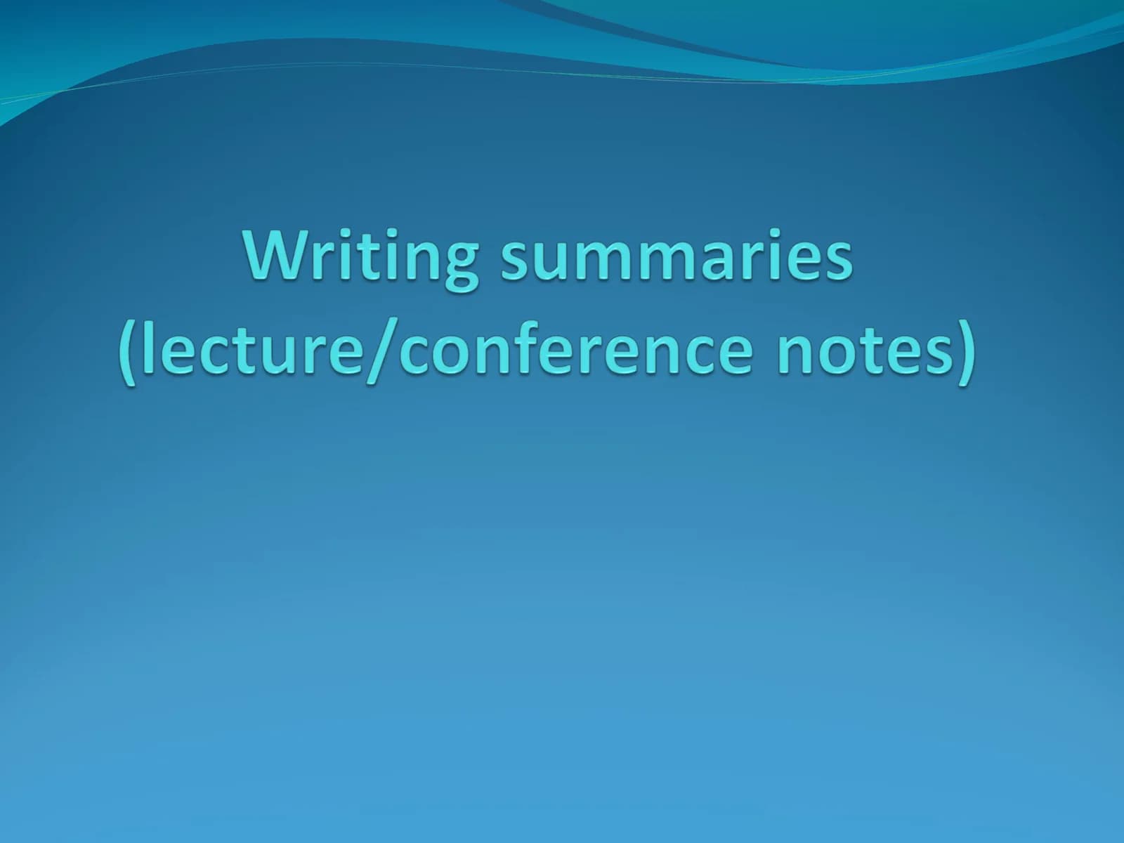 Reading for general understanding