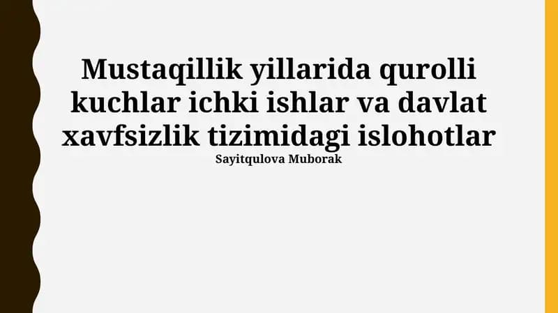 Mustaqillik Yillarida Qurolli Kuchlar Islohotlari