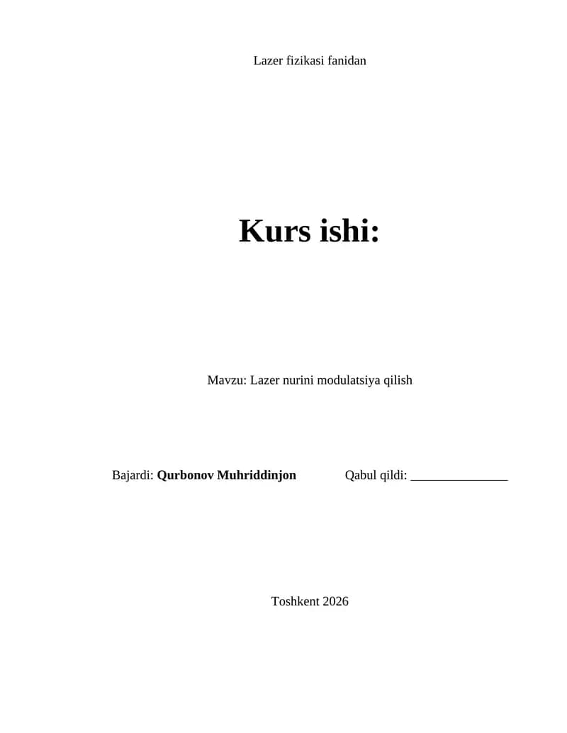 Lazer nurini modulatsiya qilish