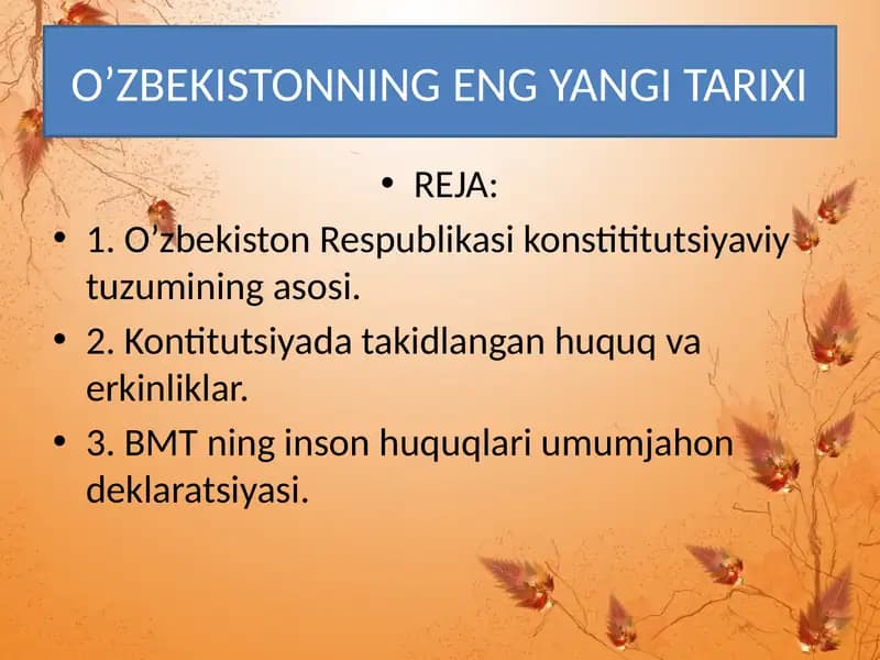 O’ZBEKISTONNING ENG YANGI TARIXI