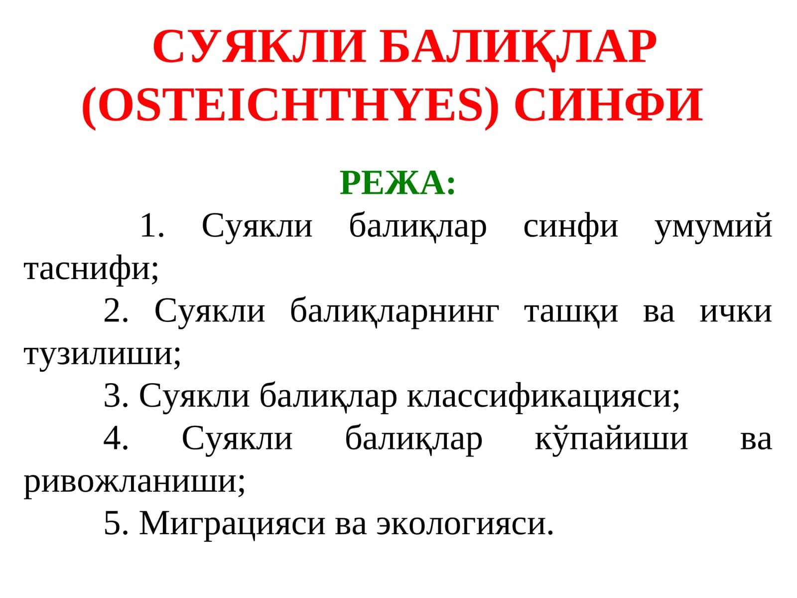 Суякли балиқлар (Osteichthyes)синфи