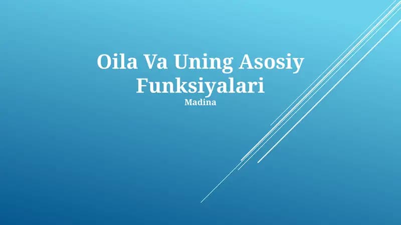 Oila Va Uning Asosiy Funksiyalari