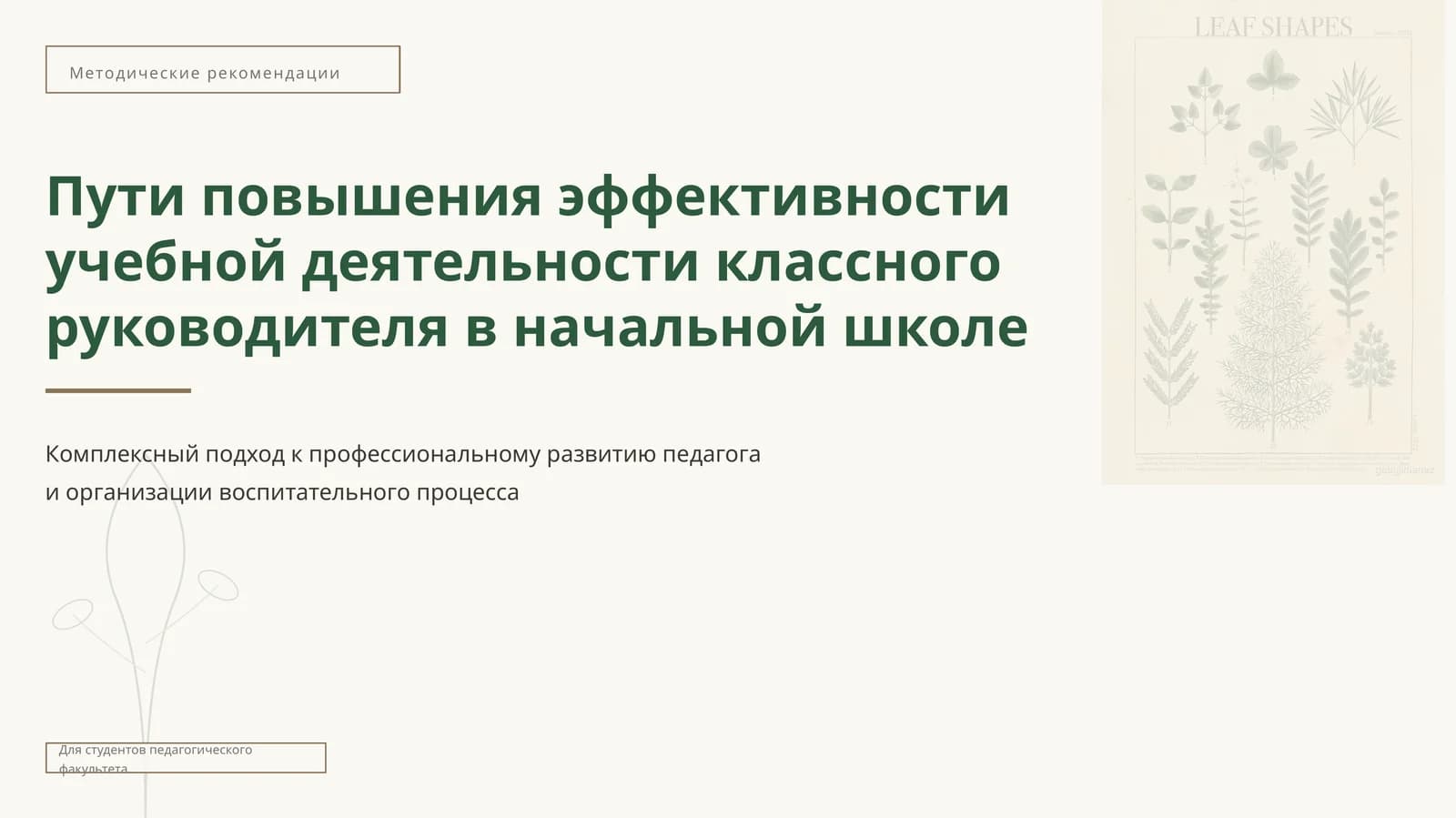 Пути повышения эффективности учебной деятельности классного руководителя в начальной школе