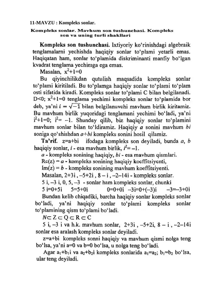 Kompleks sonlar