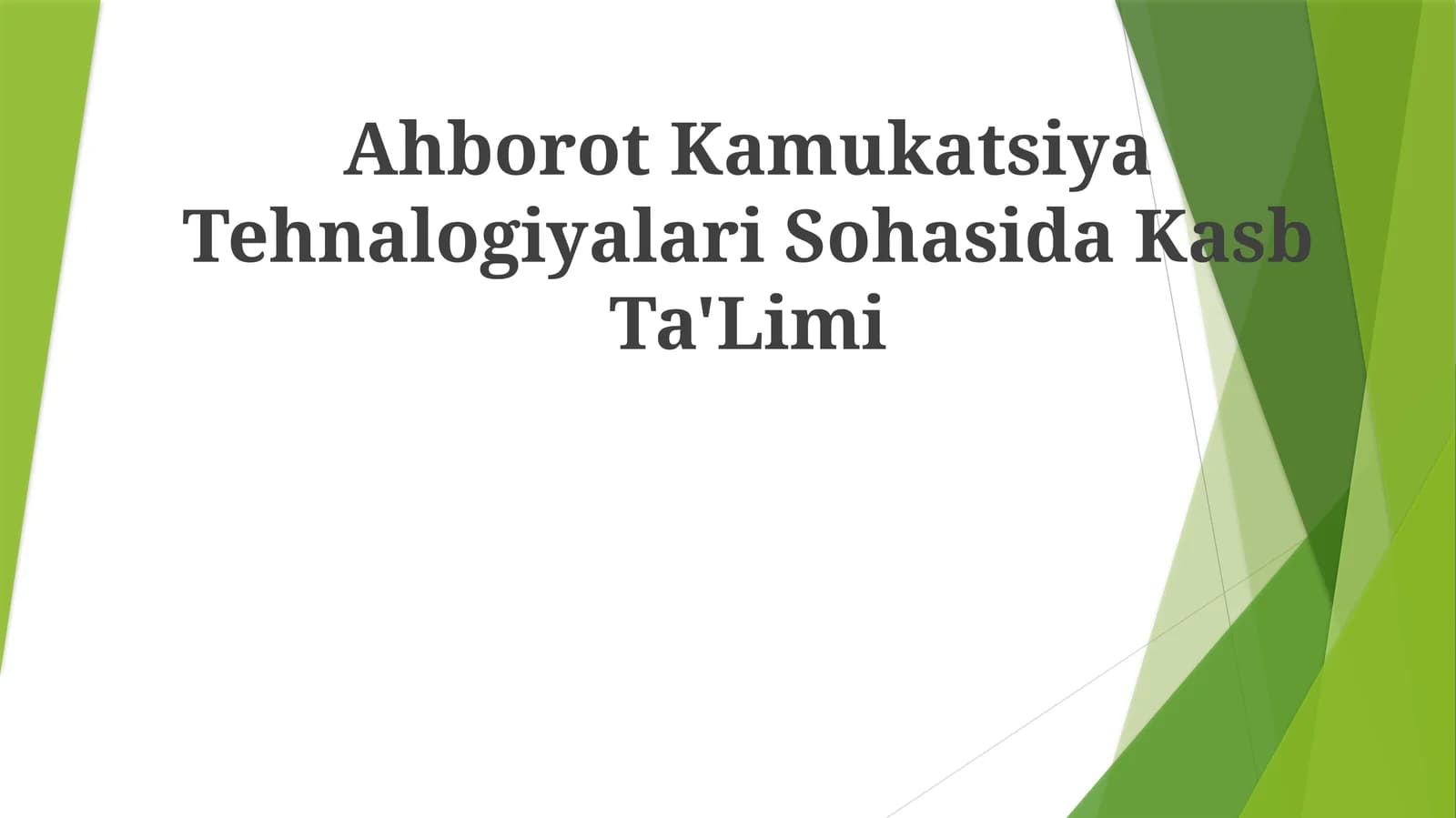 Axborot Kamukatsiya Tehnologiyalari Sohasida Kasb Ta'Limi