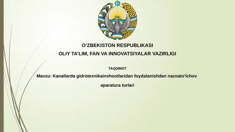 Kanallarda gidro texnika inshootlaridan foydalanishdan nazoat o'lchov va paraturlari