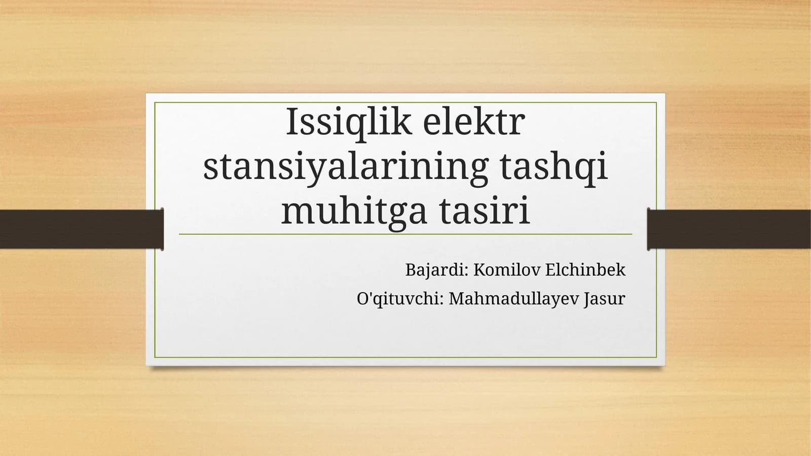 Issiqlik elektr stansiyalarining tashqi muhitga tasiri
