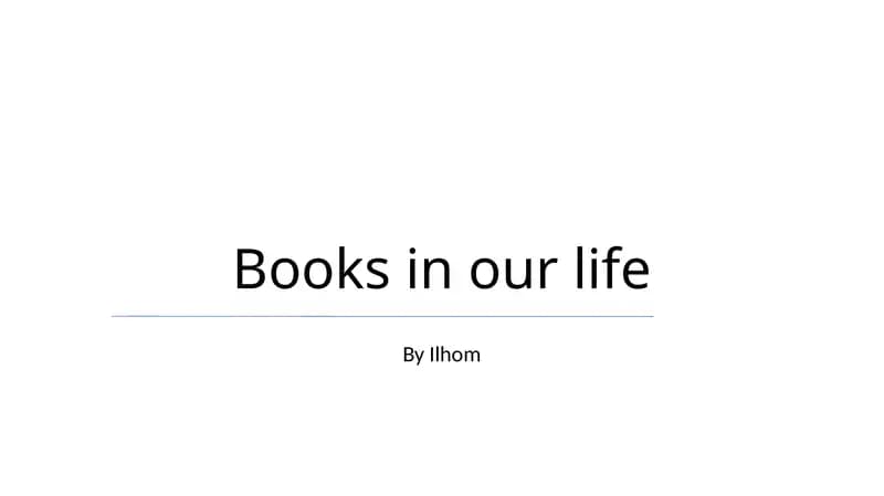 Books in our life