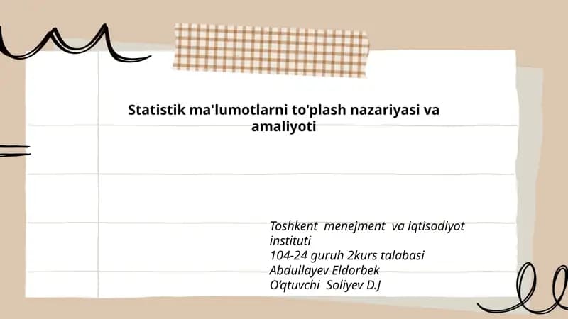 Statistik ma'lumotlarni to'plash nazariyasi va amaliyoti
