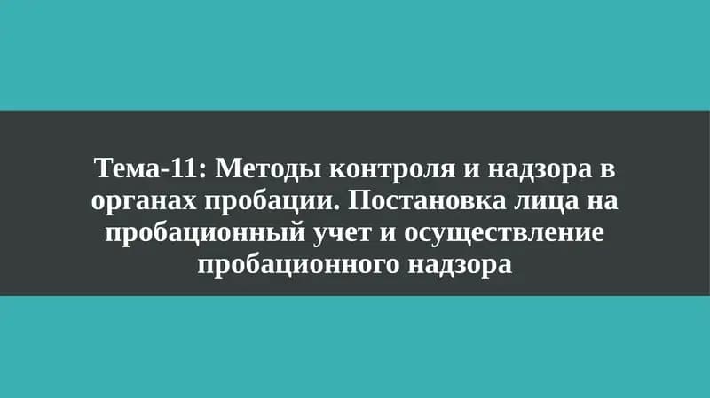 Методы контроля и надзора в органах пробации