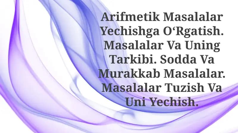 Arifmetik Masalalar Yechishga OʻRgatish