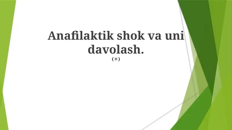 Anafilaktik shok va uni davolash