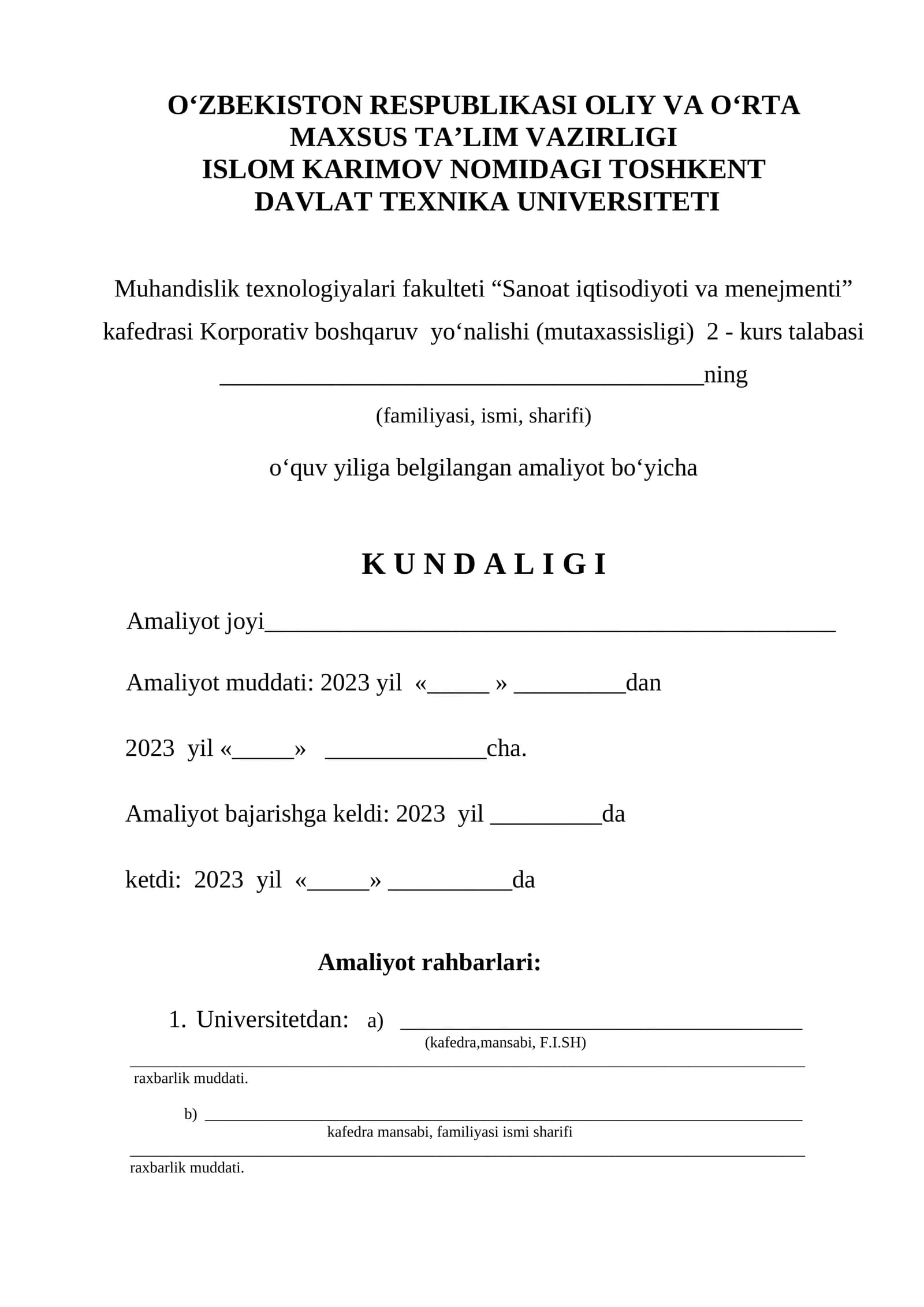 Korporativ boshqaruv yo‘nalishi amaliyot