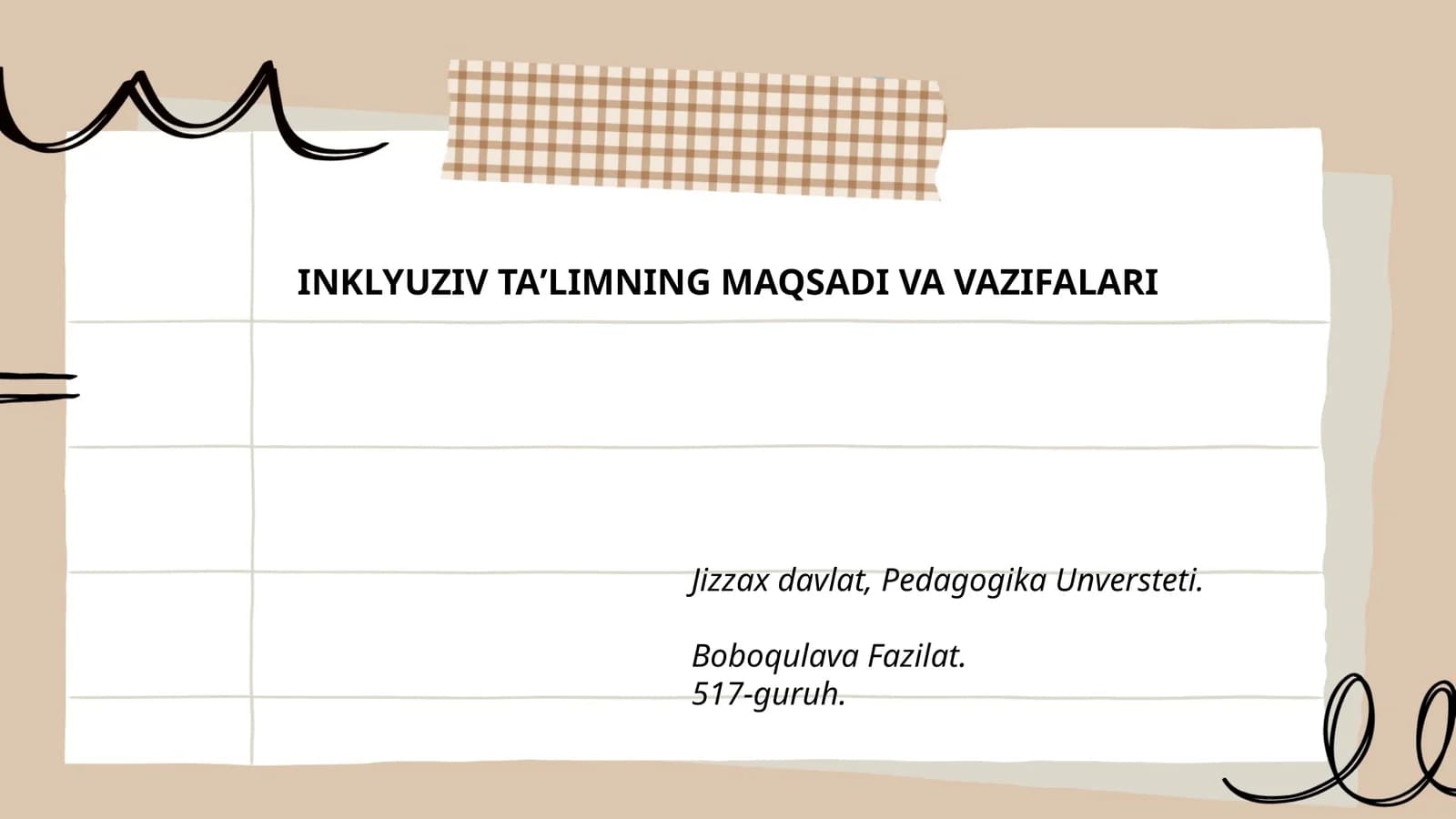 INKLYUZIV TAʼLIMNING MAQSADI VA VAZIFALARI