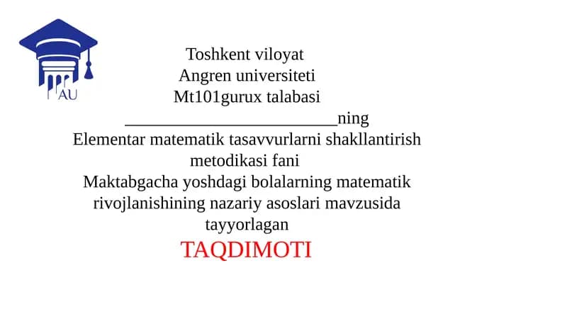 Matematik rivojlanishi asoslari