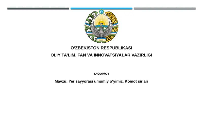 Yersayyorasiumumiyoʻyimiz.Koinotsirlari