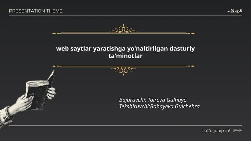 web saytlar yaratishga yo'naltirilgan dasturiy ta'minotlar