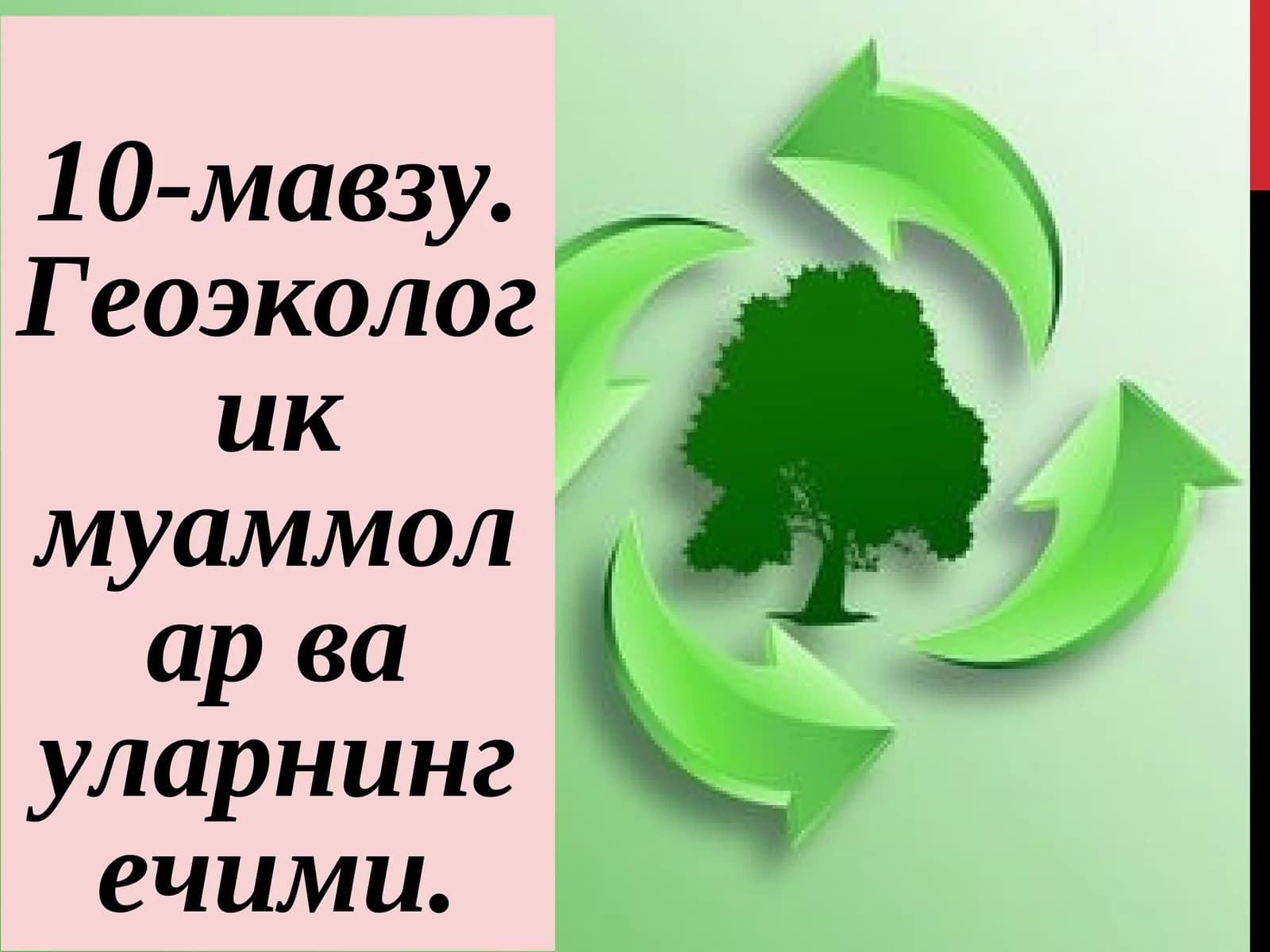 Геоэкологик муаммолар ва уларнинг ечими