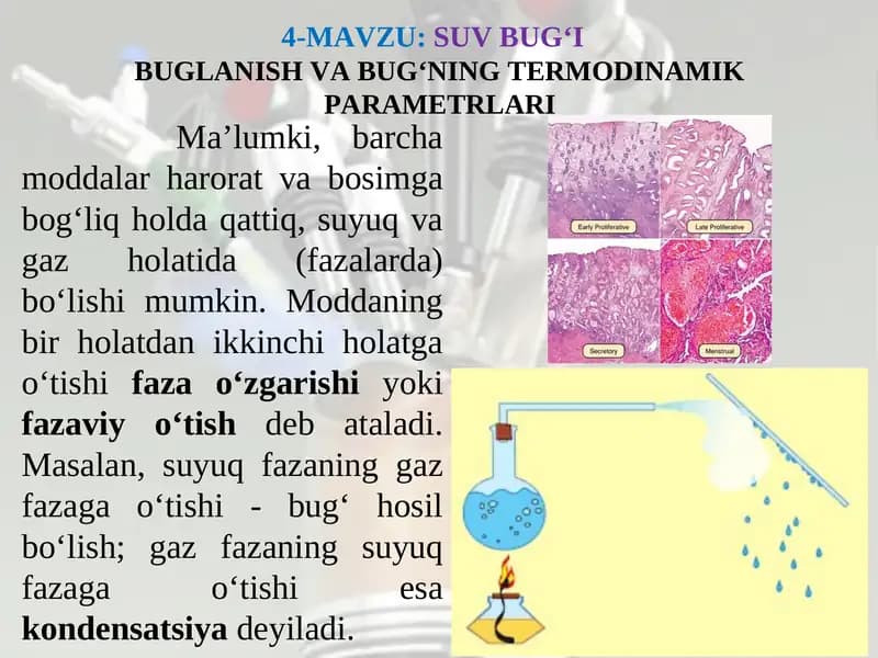BUG‘LANISH VA BUG‘NING TERMODINAMIK PARAMETRLARI