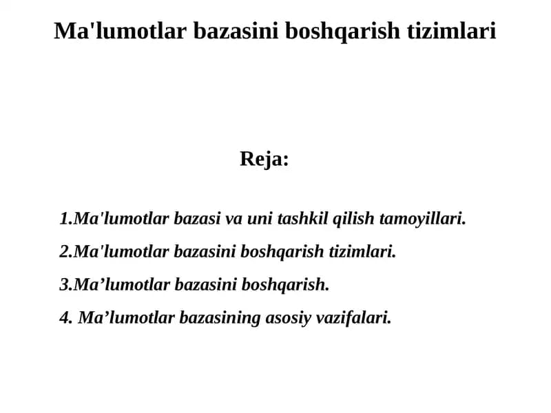 Ma'lumotlar bazasini boshqarish tizimlari