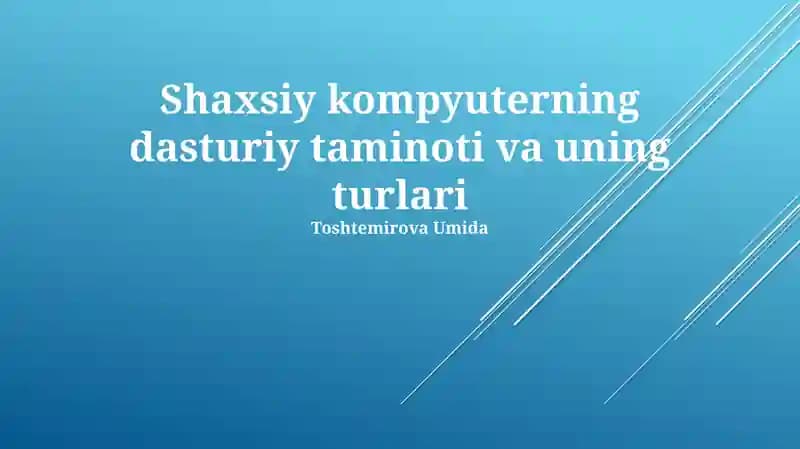 Shaxsiy kompyuterning dasturiy taminoti va uning turlari