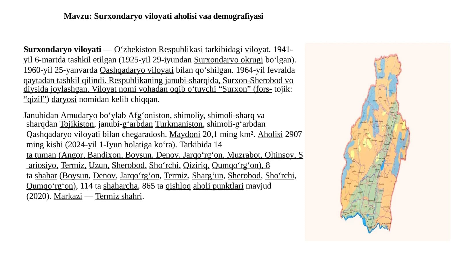 Surxondaryo viloyati aholisi va demografiyasi