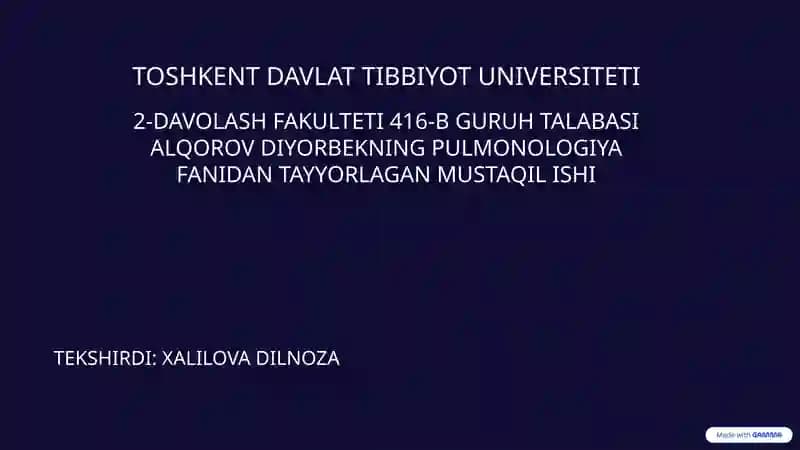 COVID-19 Asoratlari – O‘pkaga ta’siri (TO‘LIQ) Kirish