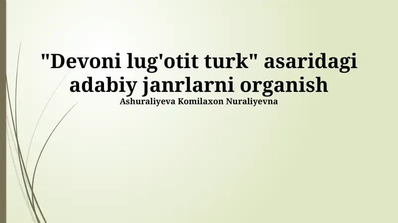 Devoni Lug'otning Adabiy Janrlari