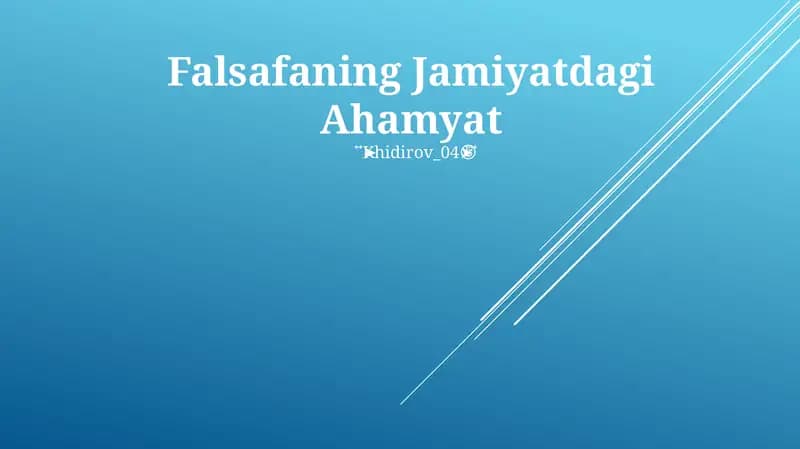 Falsafaning Jamiyatdagi Ahamiyat
