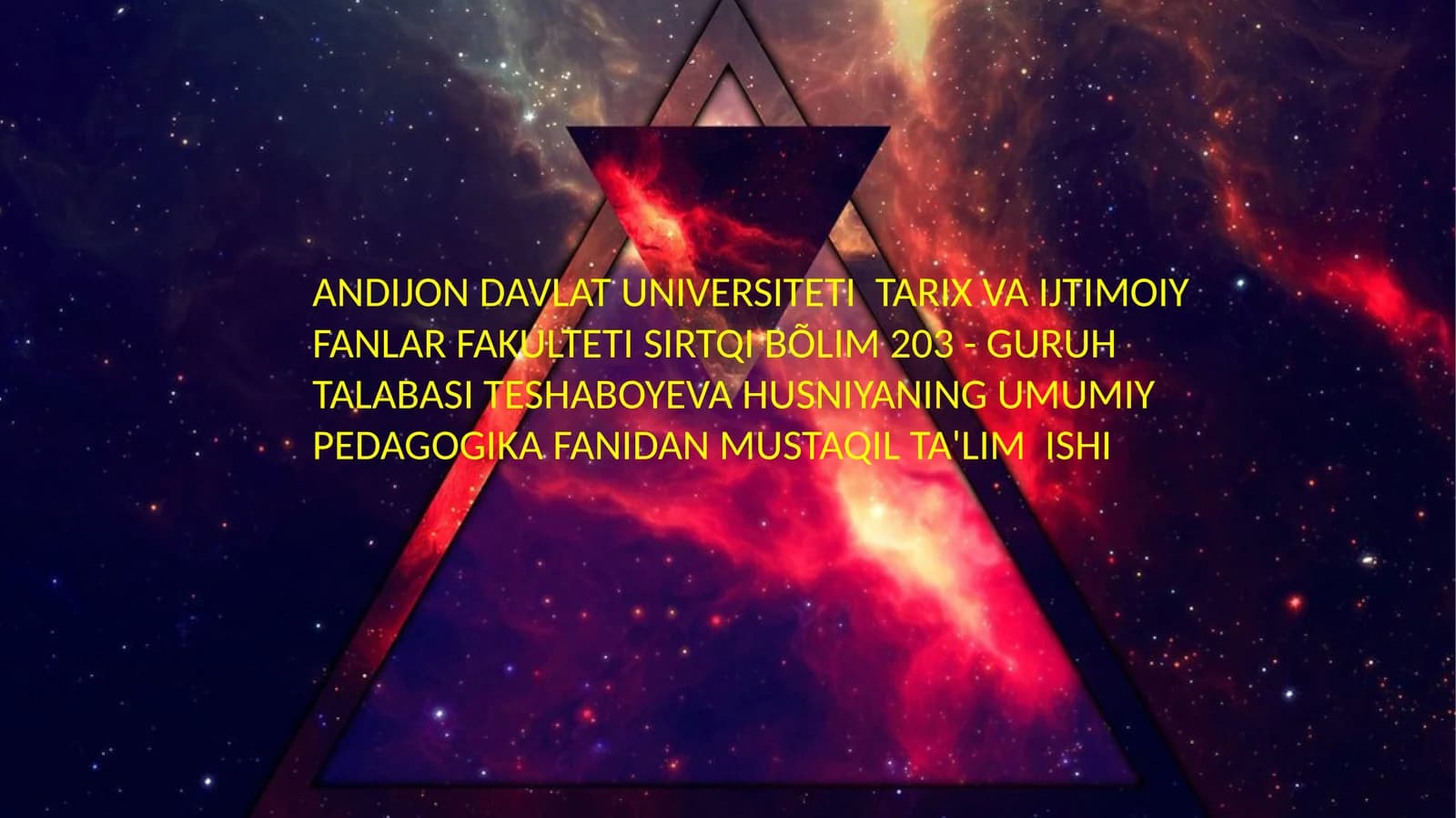 UMUMIY PEDAGOGIK FANIDAN MUSTAQIL TA'LIM ISHI