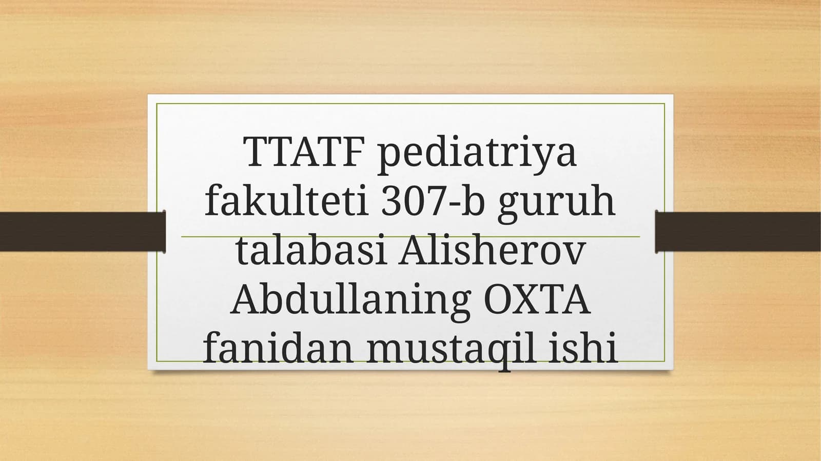 TTATF Pediatriya Fakulteti Talabalari Uchun O‘tkir Qorin Muammolari