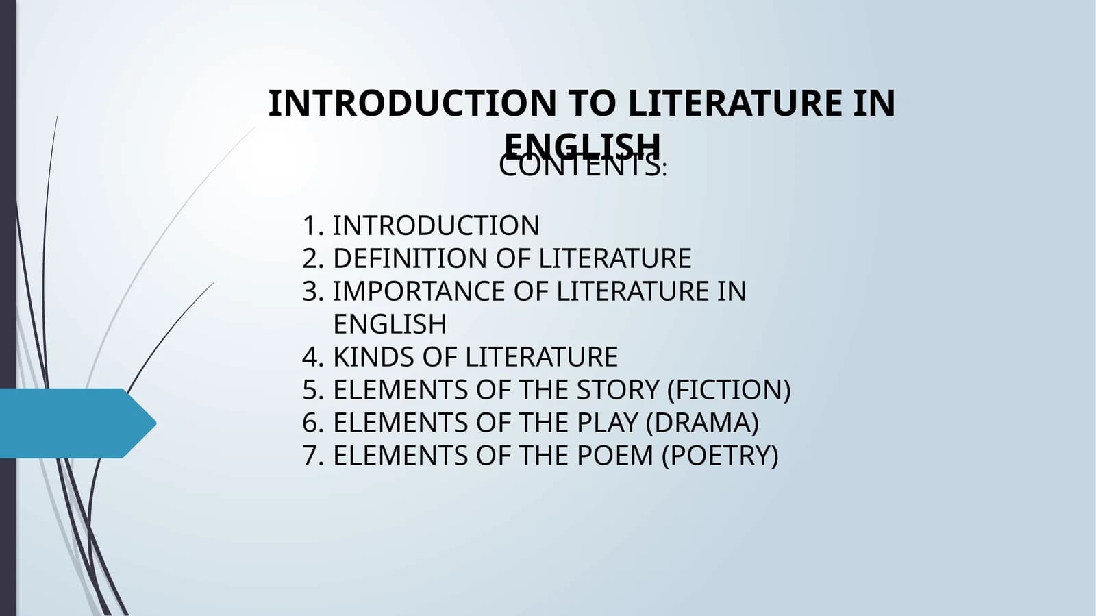 INTRODUCTION TO LITERATURE IN ENGLISH