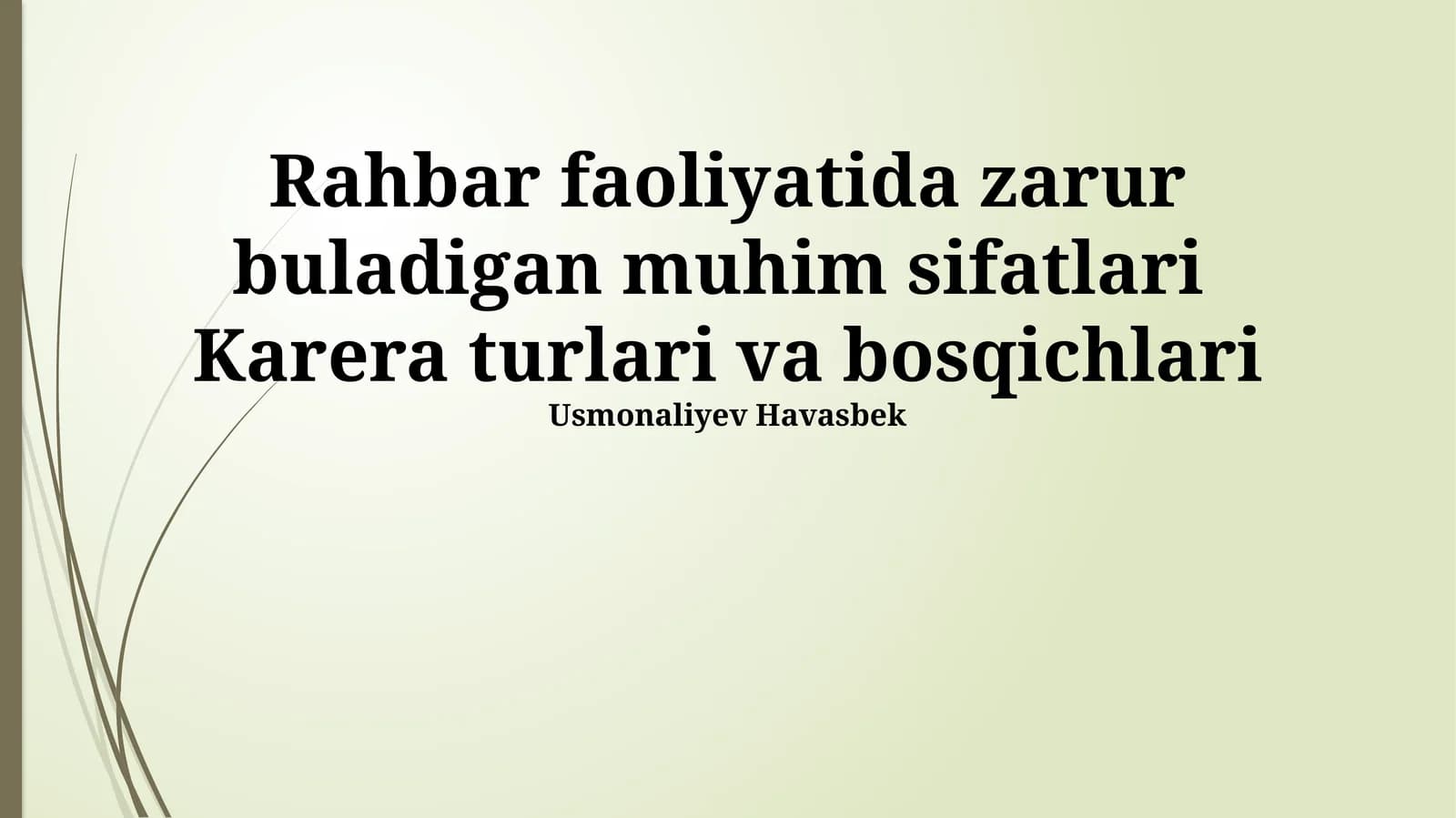 Rahbar faoliyatida zarur buladigan muhim sifatlari Karera turlari va bosqichlari
