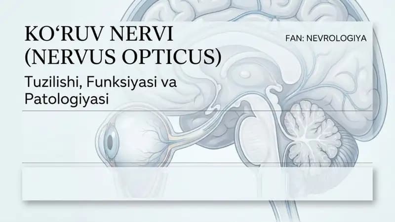 Koʻruv nervi tuzilishi funksiyasi va patalogiyasi