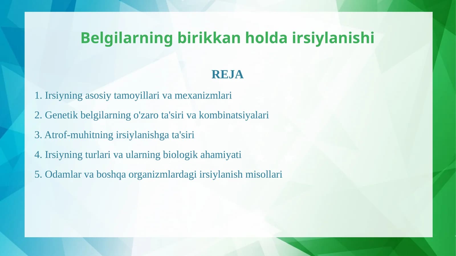 Irsiyning birikkan holda irsiylanishi
