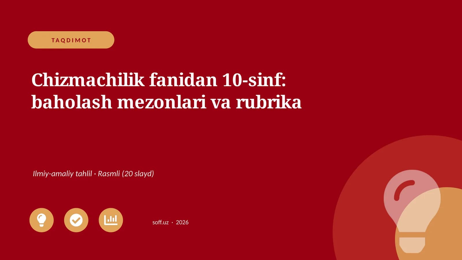 Chizmachilik fanidan 10-sinf: baholash mezonlari va rubrika