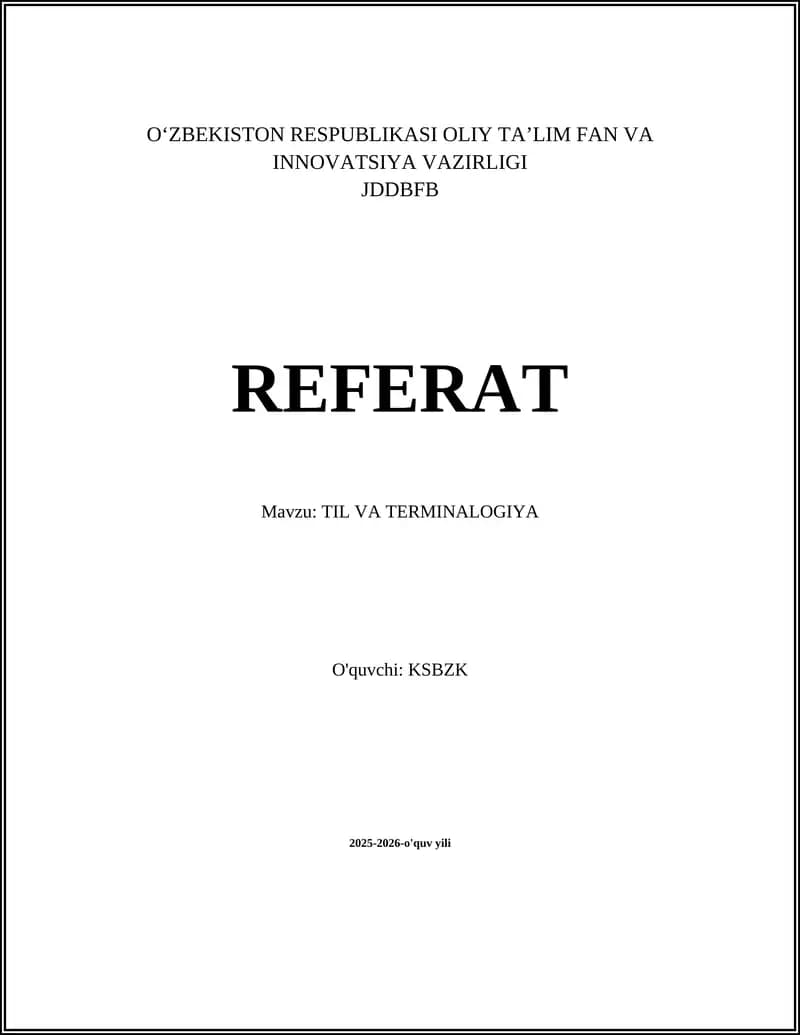 Til va Terminologiya