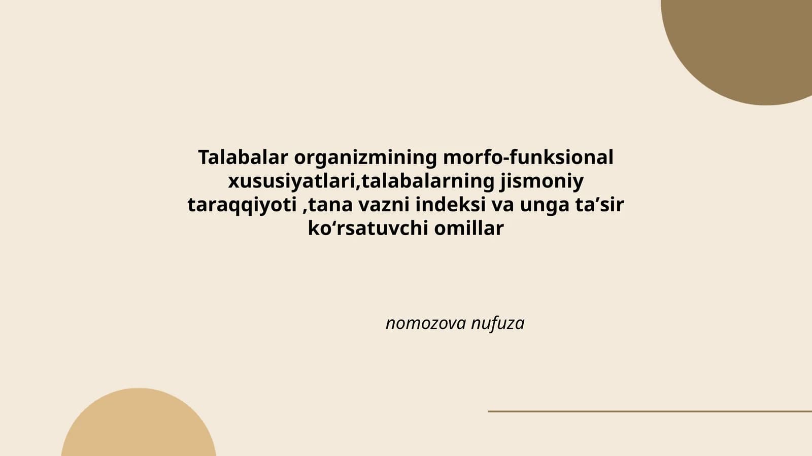 Talabalar organizmining morfologik xususiyatlari
