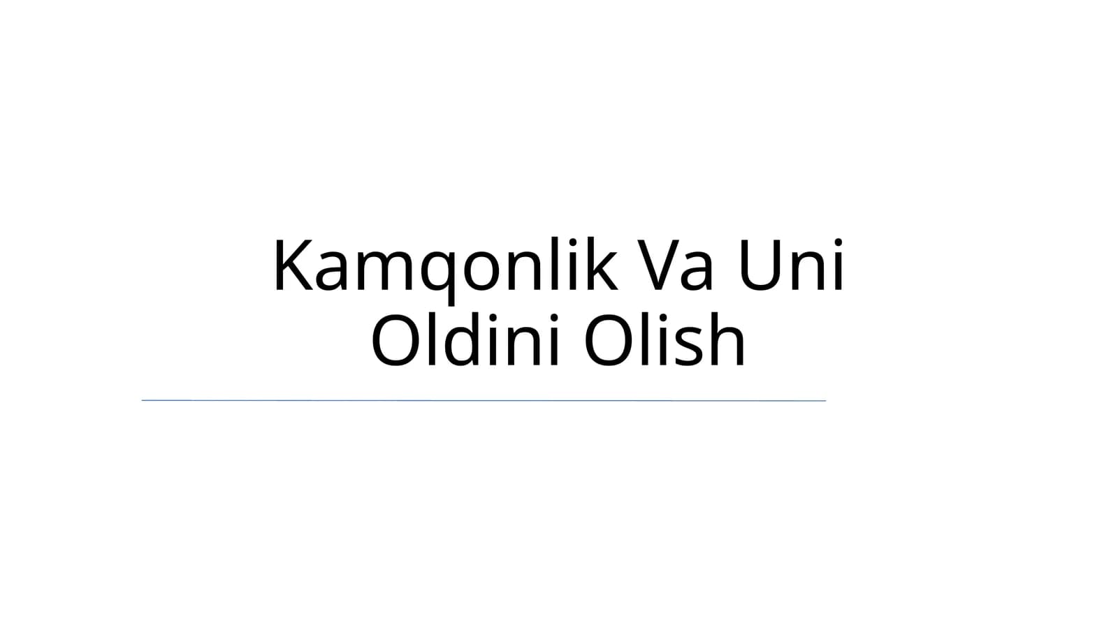 Kamqonlik Va Uni Oldini Olish