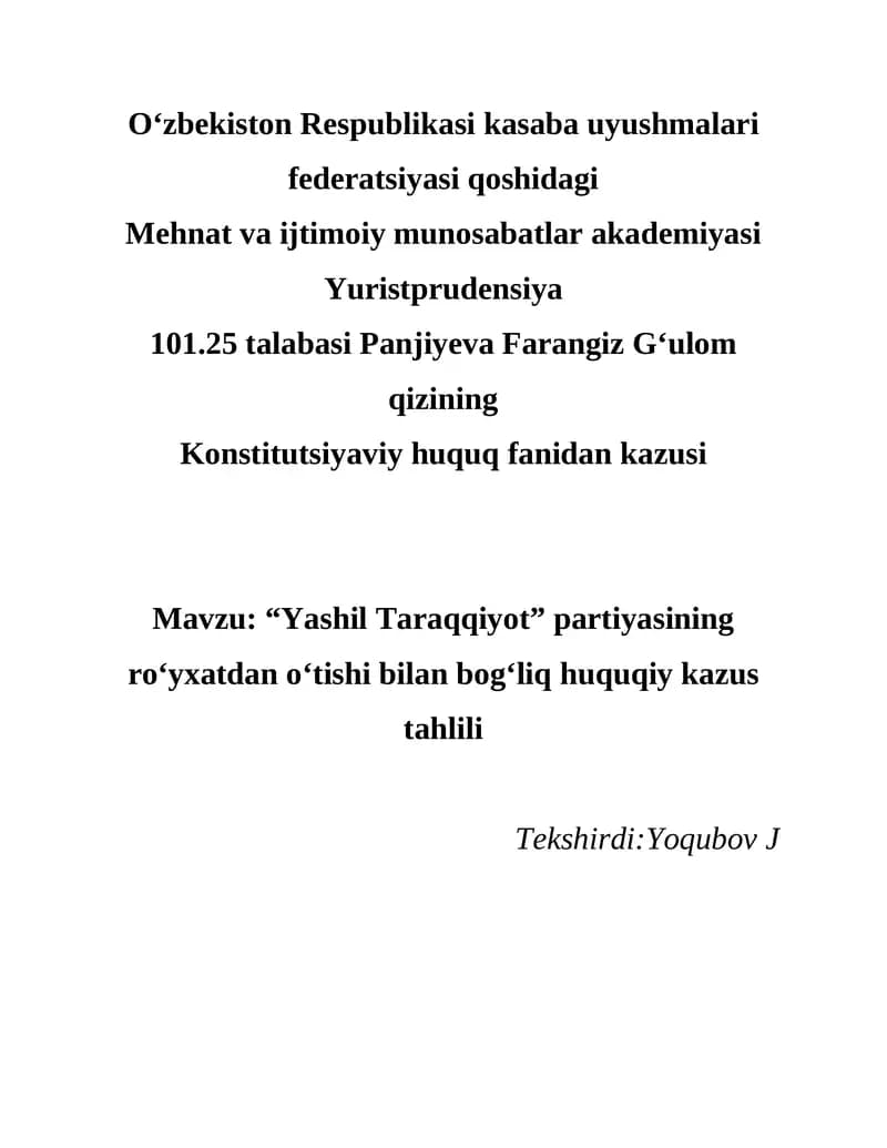 "Yashil Taraqqiyot" partiya