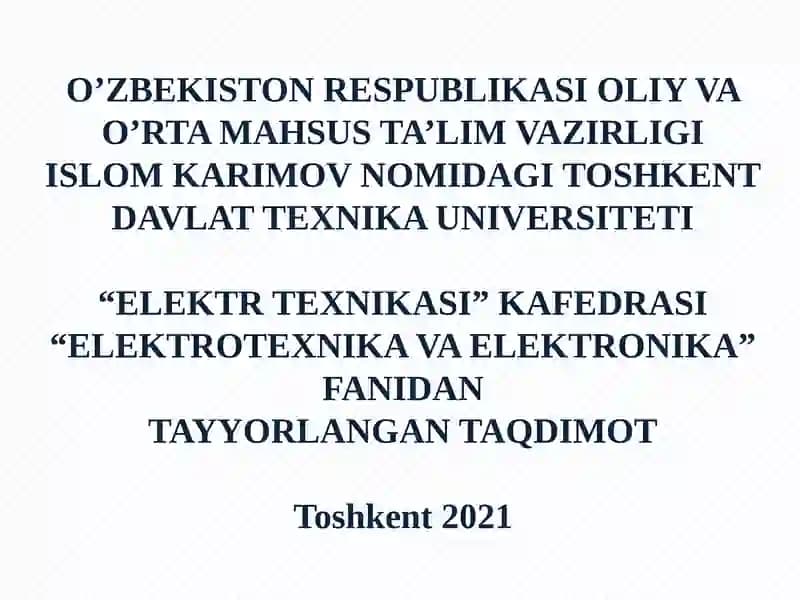 PASSIV ELEMENTLARDAGI SINUSOIDAL TOK