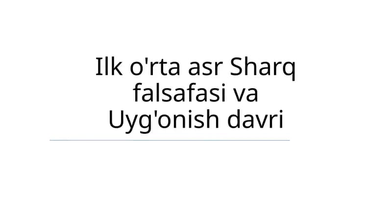 Ilk o'rta asr Sharq falsafasi va Uyg'onish davri