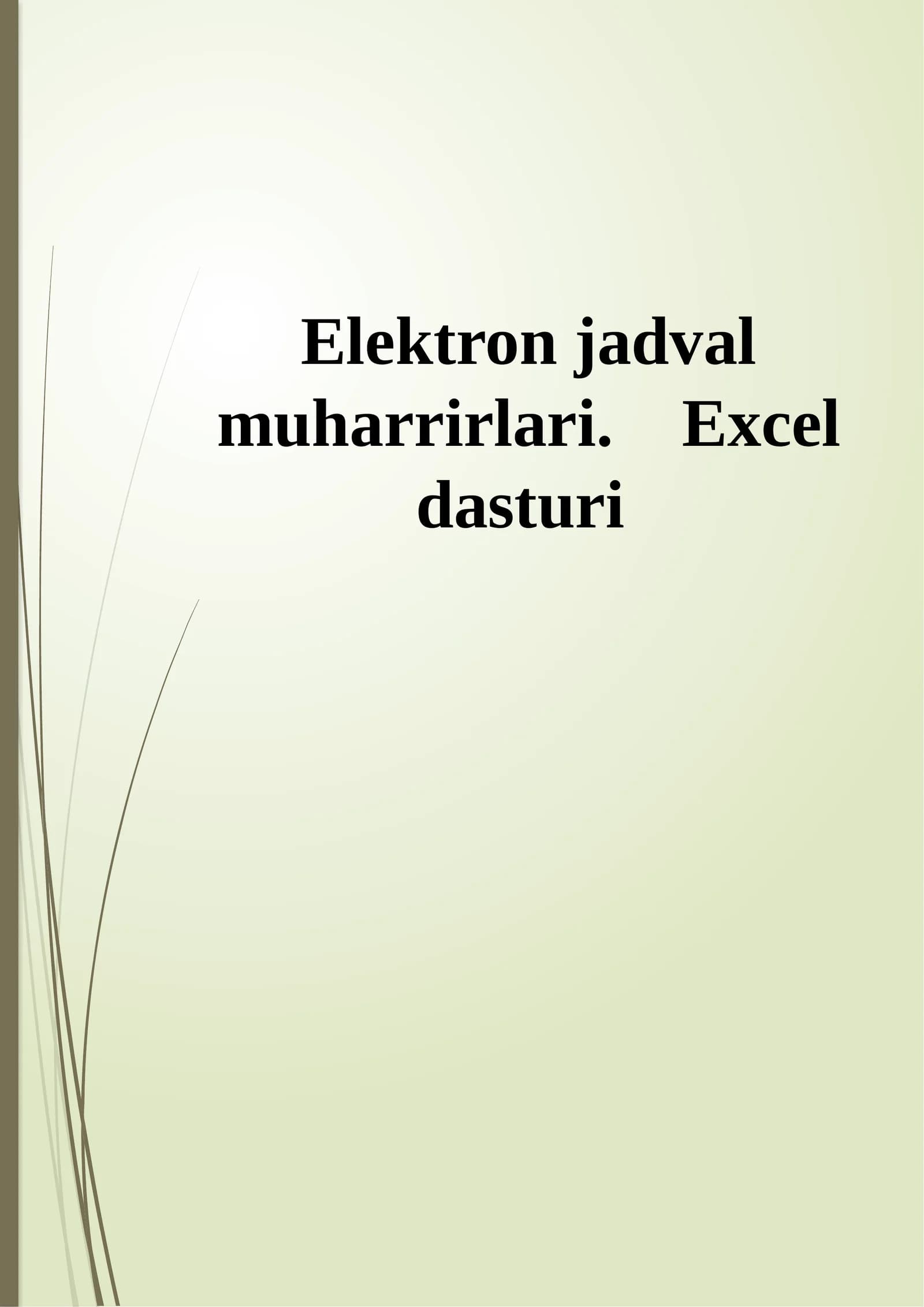 MS Excel 2010 darchasining tuzilishi