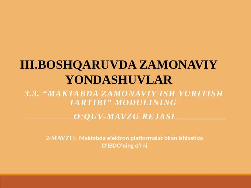 Maktabda elektron platformalar bilan ishlashda O‘IBDO‘ning o‘rni