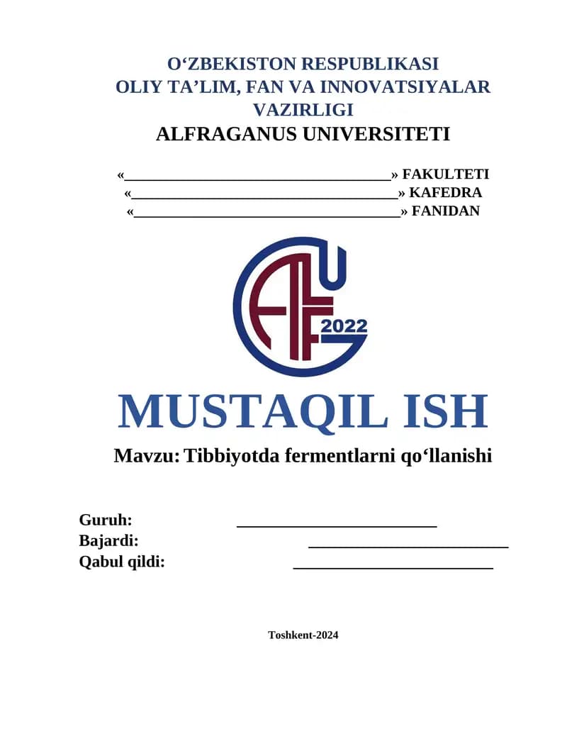 Tibbiyotda fermentlarni qoʻllanishi