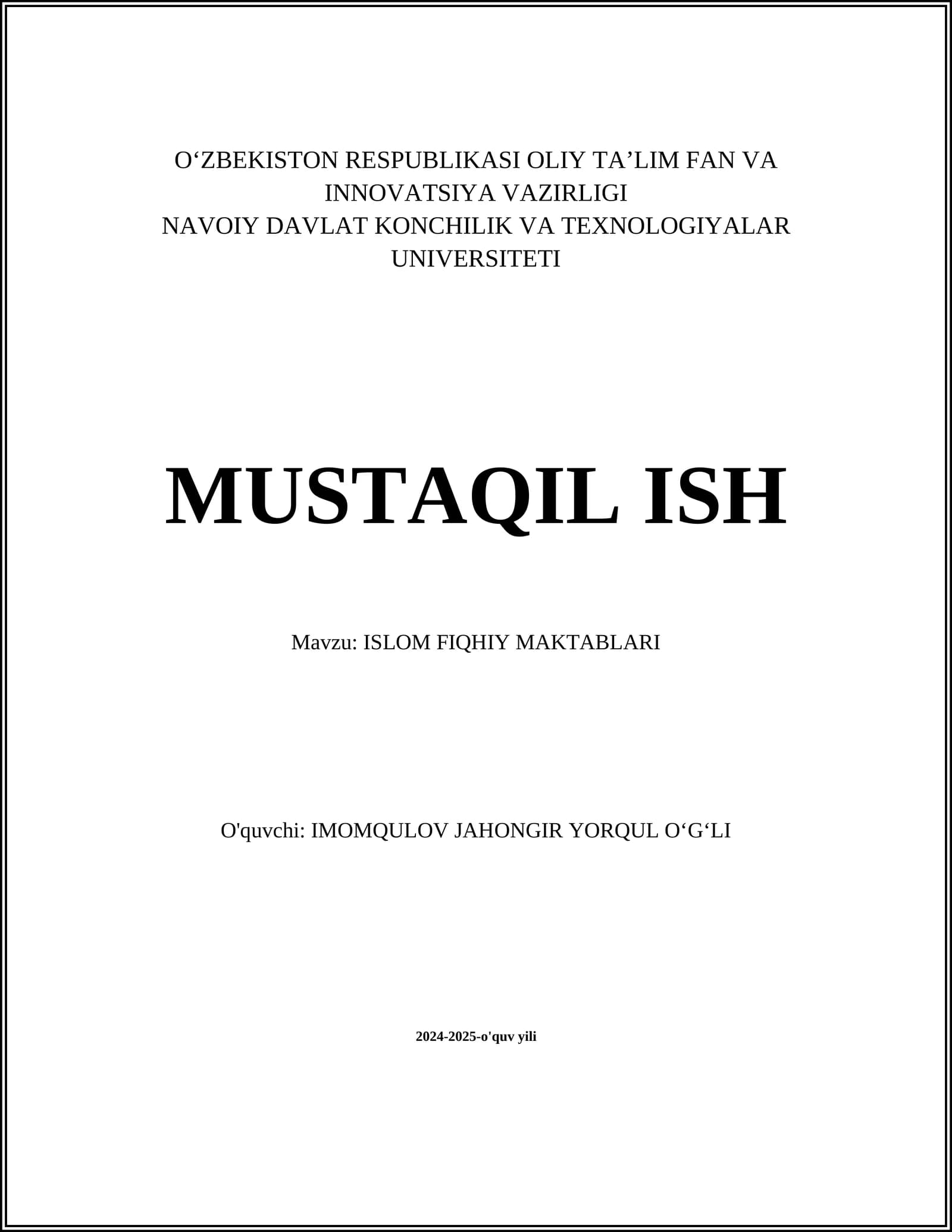ISLOM FIQHI MAKTABLARI